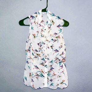 Tahari Arthur S Levine Hummingbird Sheer Blouse, SM